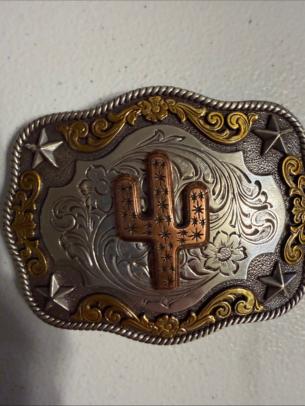 2 Ladies Brown Studded Western Leather Belts with Decorative Buckles. Like New. - Picture 3 of 5